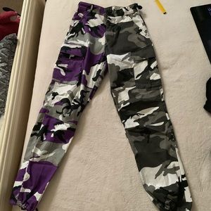 Purple & grey split camouflage streetwear joggers